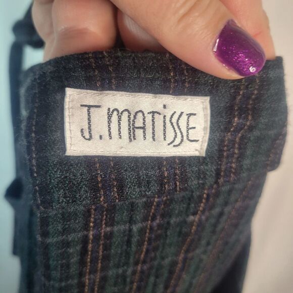 J. MATISSE Dark Green/Navy Plaid Cotton Apron Dress - Picture 2 of 15